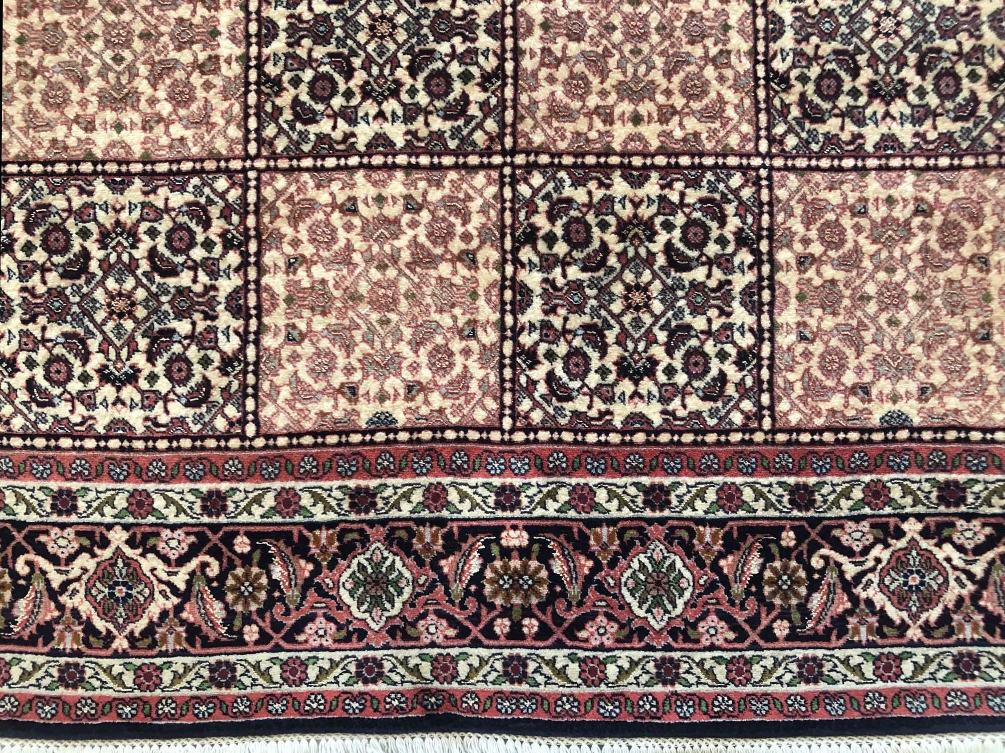 Persian Hand Knotted Red Cream Panel Design Bijar 'Bidjar' Rug In New Condition For Sale In San Diego, CA