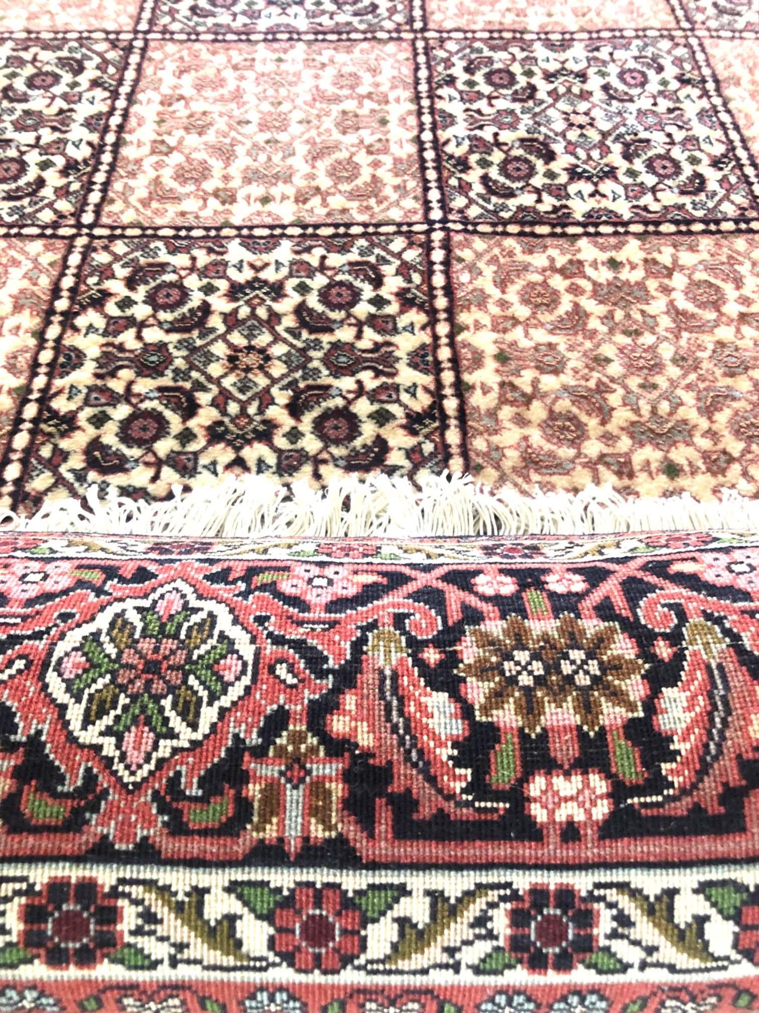 Persian Hand Knotted Red Cream Panel Design Bijar 'Bidjar' Rug For Sale 1