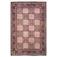 Persian Hand Knotted Red Cream Panel Design Bijar 'Bidjar' Rug