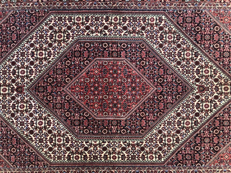 Persian Hand Knotted Red Diamond Medallion Bijar 'Bidjar' Rug For Sale ...