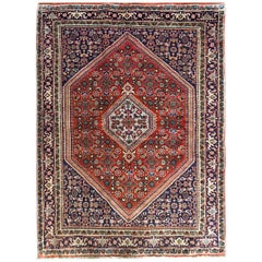 Persian Hand Knotted Red Diamond Medallion Bijar Rug, circa 1970