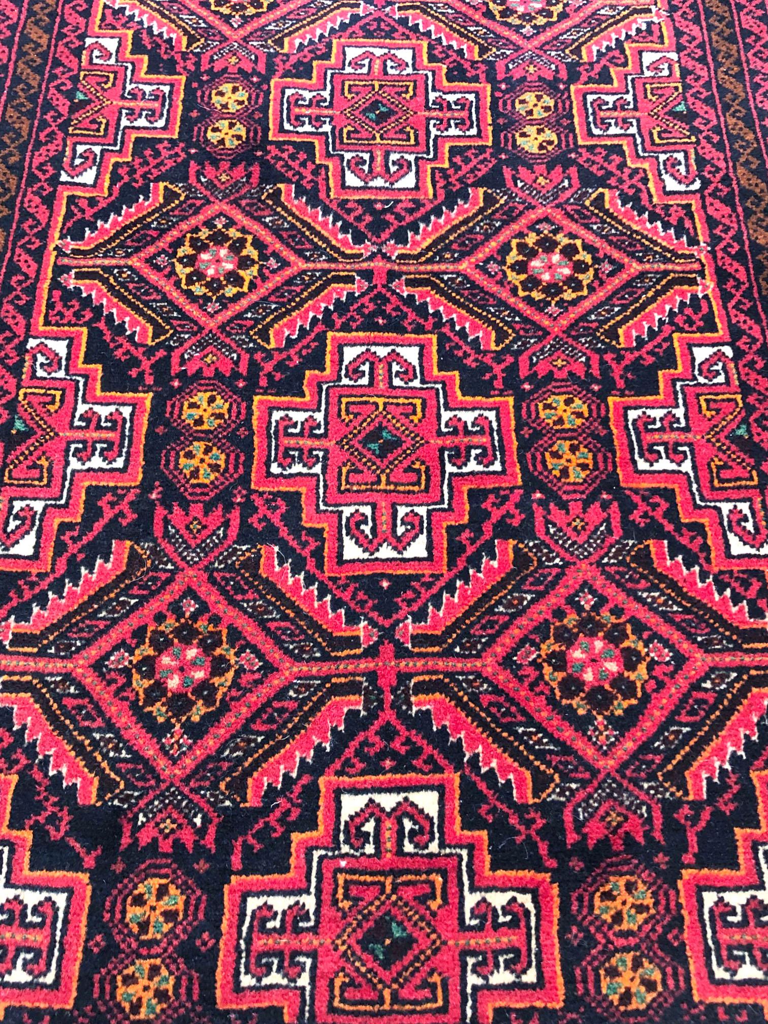 Hand-Knotted Persian Hand Knotted Red Tribal Baluchi Rug, circa 1960