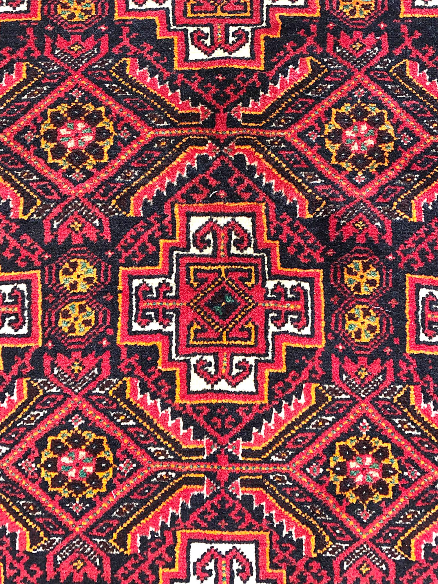 Wool Persian Hand Knotted Red Tribal Baluchi Rug, circa 1960