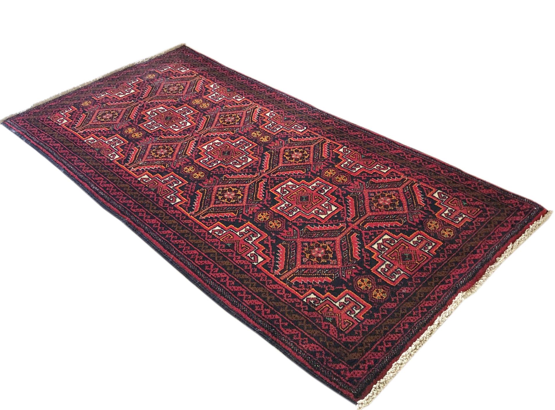 Persian Hand Knotted Red Tribal Baluchi Rug, circa 1960 3