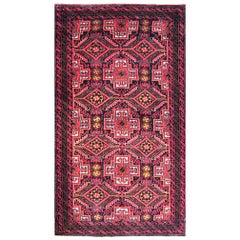 Vintage Persian Hand Knotted Red Tribal Baluchi Rug, circa 1960