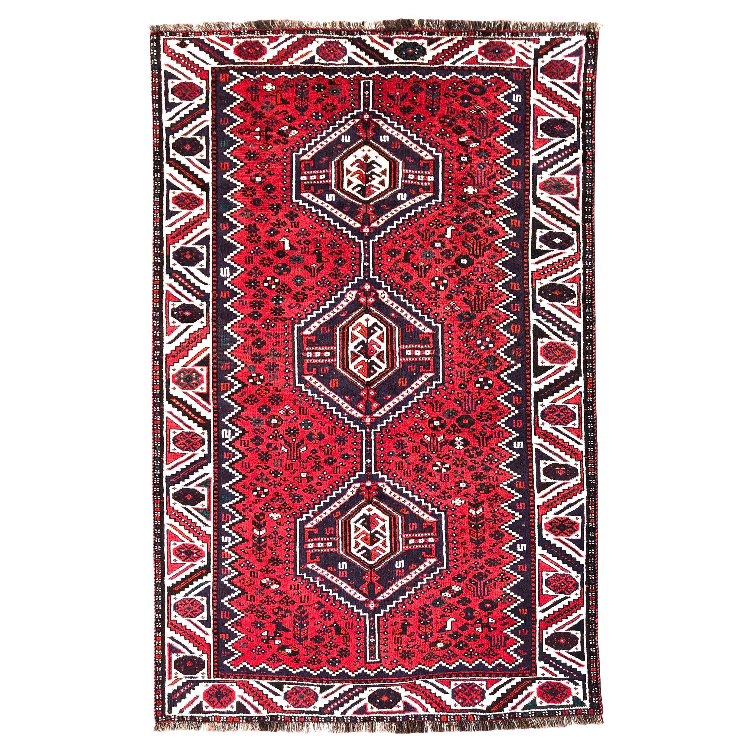 Persian Hand Knotted Red Tribal Baluchi Rug, circa 1960 at 1stDibs