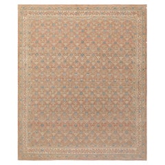Persian Hand-Knotted Rug with Floral Herati Design in Soft Coral and Sky Blue