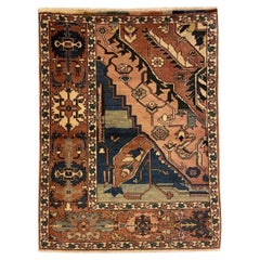 Persian Hand-Knotted Serapi Rug in Soft Pink and Indigo Wool, 3' x 5'