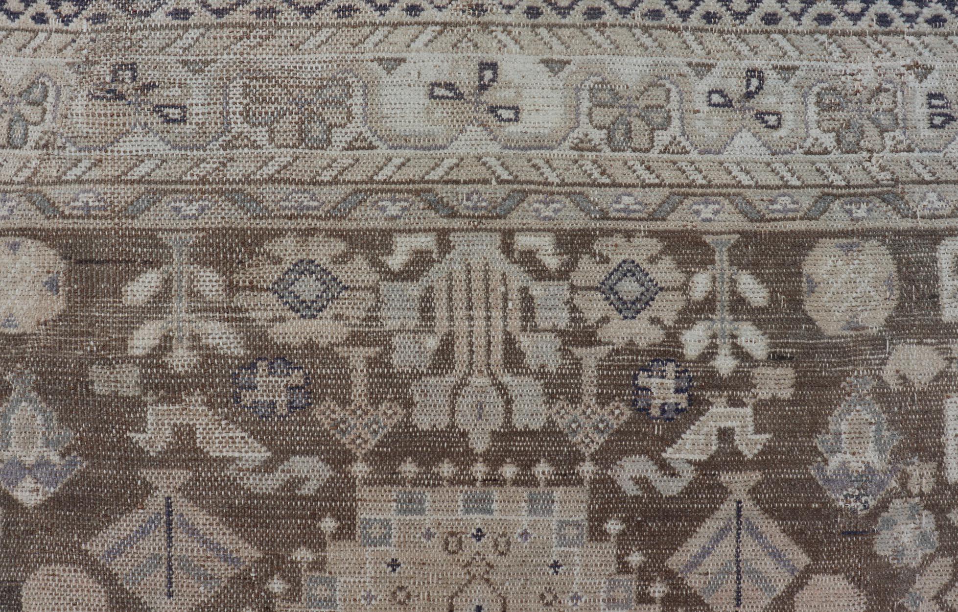 Persian Hand Knotted Shiraz Rug with Vertical Sub-Geometric Medallion 2