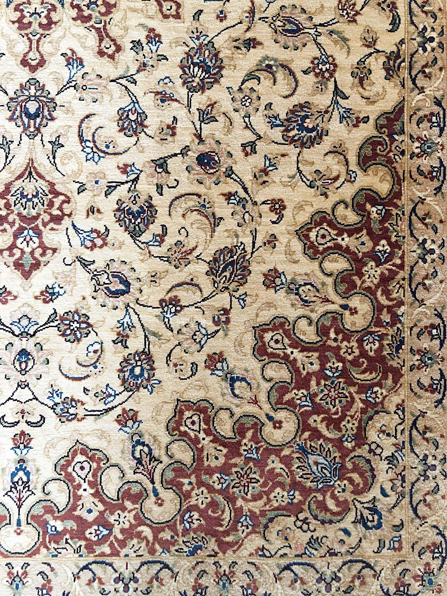 Persian Hand Knotted Silk Medallion Floral Qum Rug In Excellent Condition In San Diego, CA