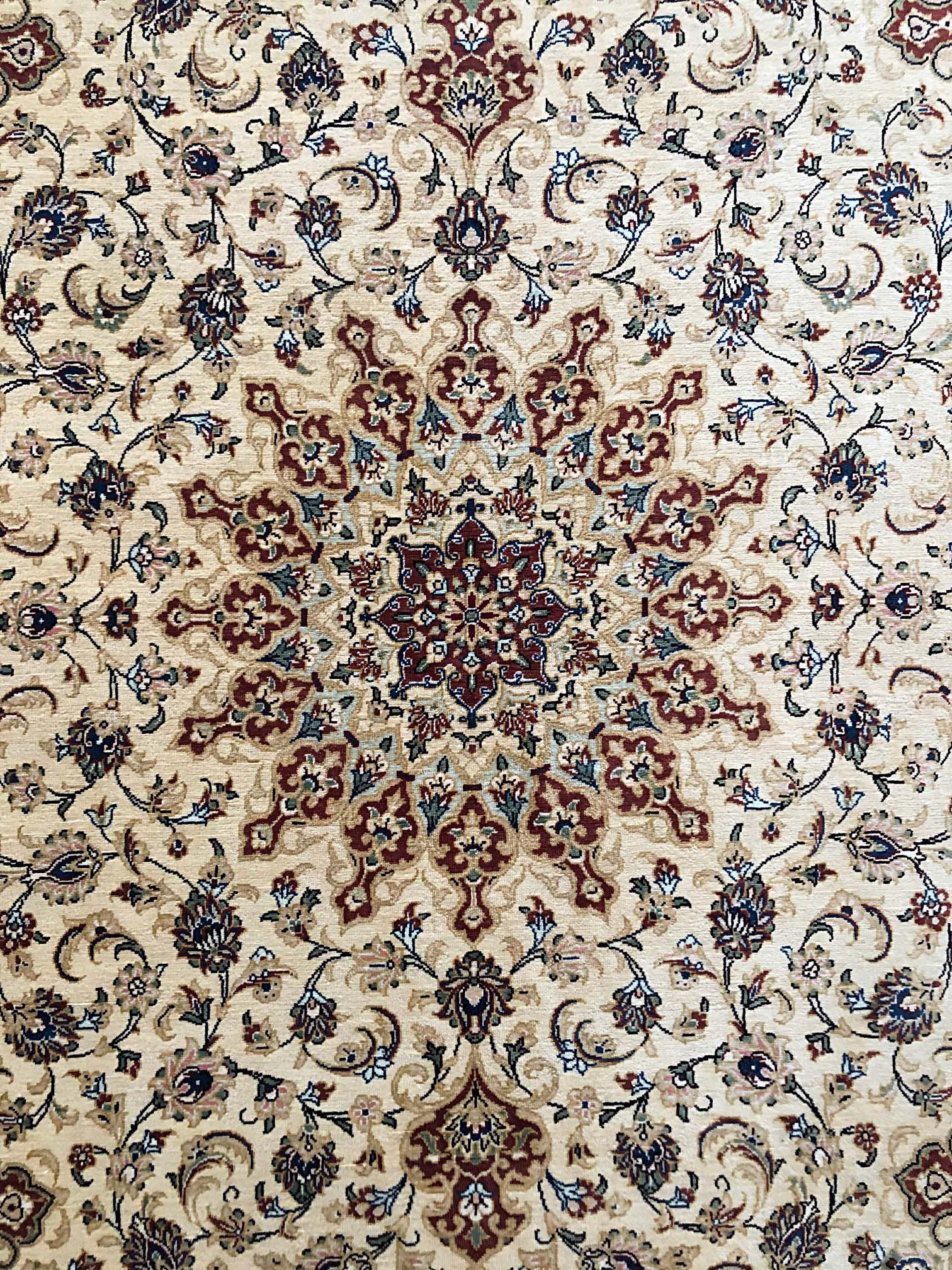 Persian Hand Knotted Silk Medallion Floral Qum Rug 1
