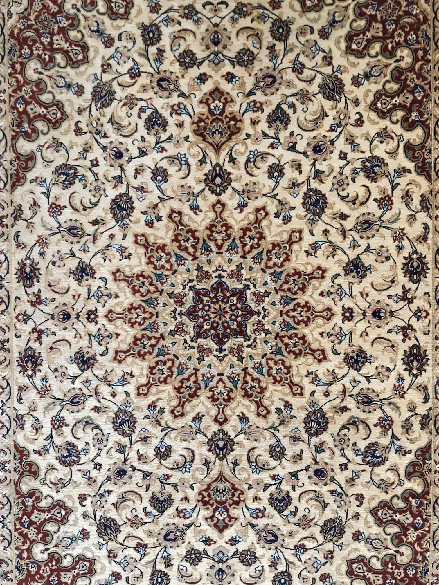 Persian Hand Knotted Silk Medallion Floral Qum Rug 2