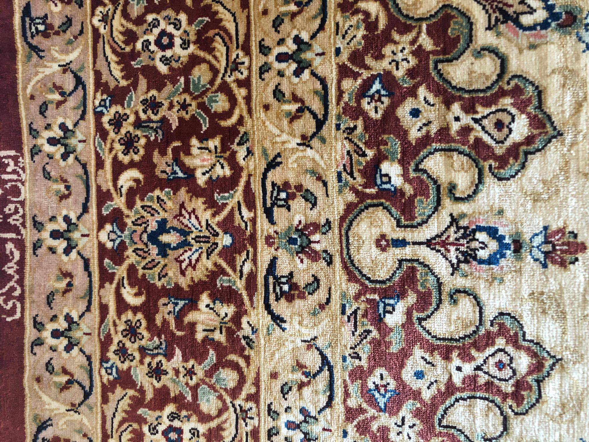 Persian Hand Knotted Silk Medallion Floral Qum Rug 3