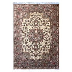 Persian Hand Knotted Silk Medallion Floral Qum Rug