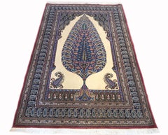Persian Hand Knotted Tree of Life Qum Rug