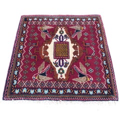 Persian Hand Knotted Tribal Bird Motif Red Ghashghai Rug