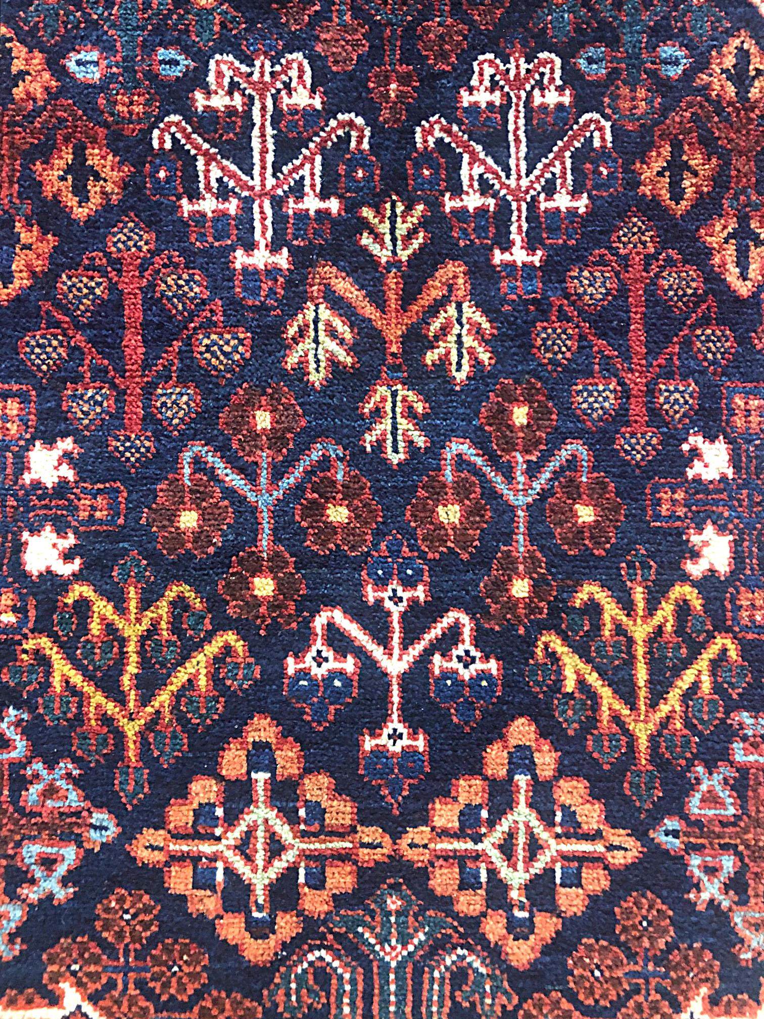 Persian Hand Knotted Tribal Diamond Medallion Josheghan (Joshaghan) Rug 1960 For Sale 1