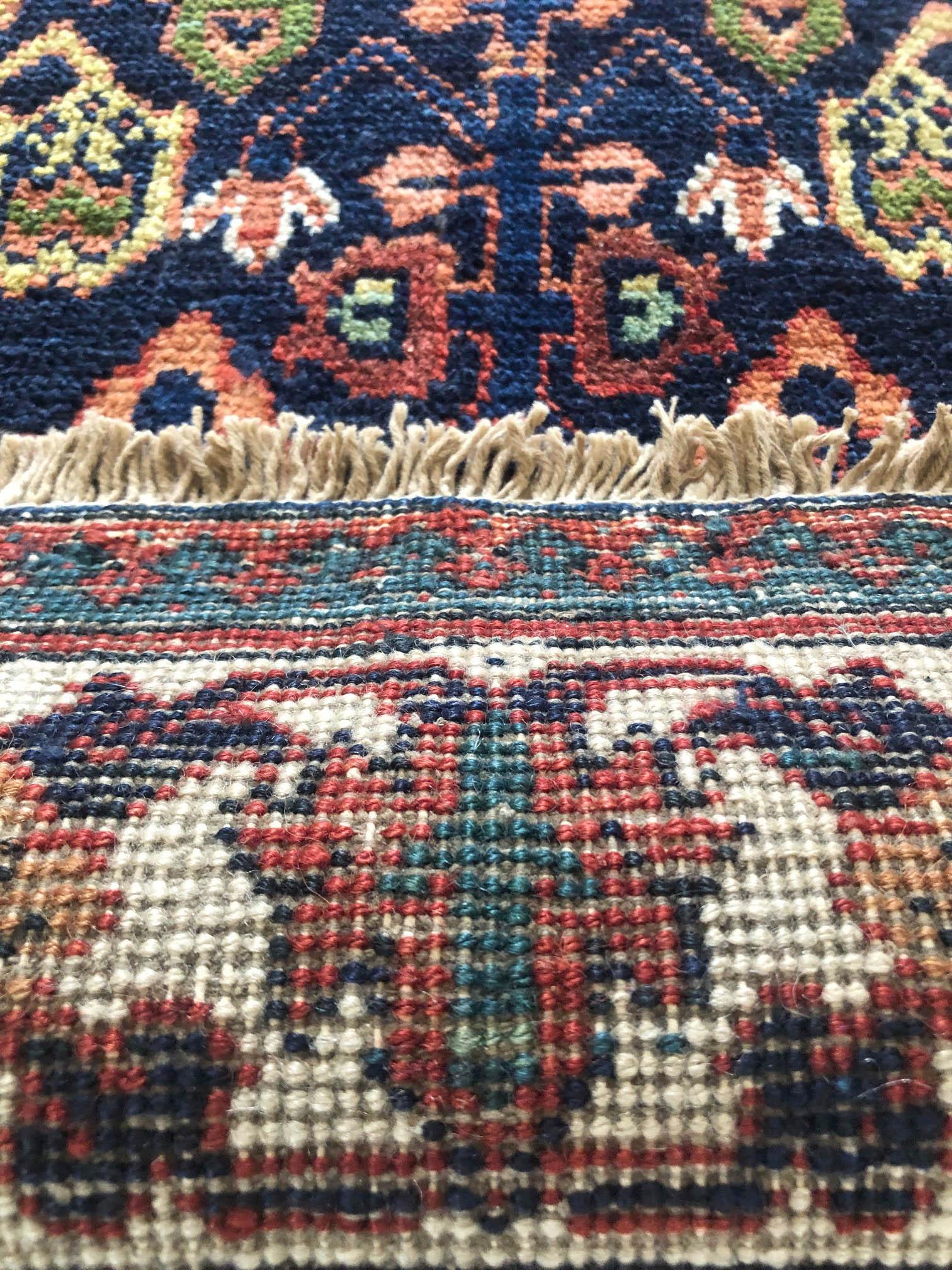 Persian Hand Knotted Tribal Diamond Medallion Josheghan Rug, circa 1960