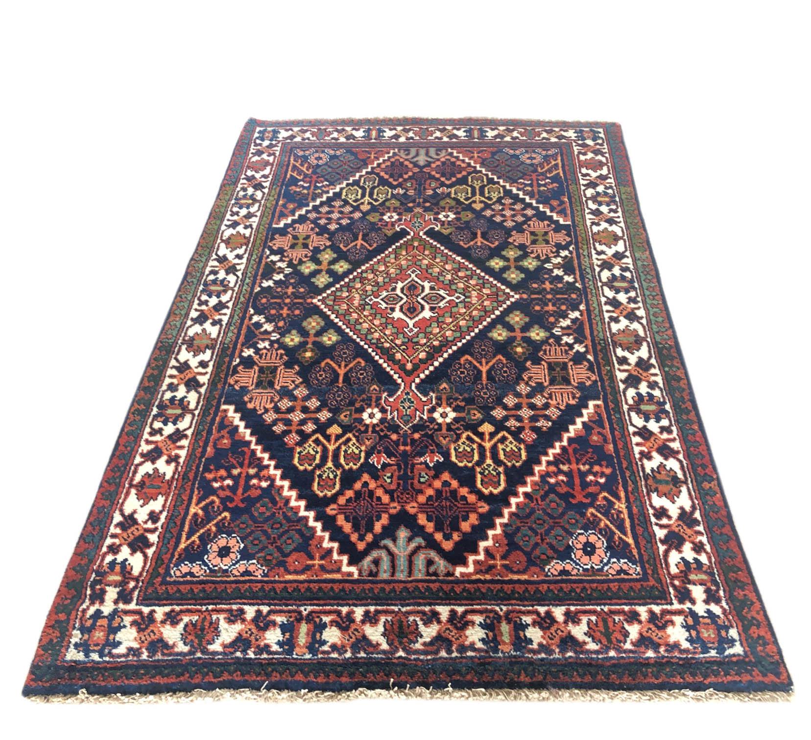 Persian Hand Knotted Tribal Diamond Medallion Josheghan Rug, circa 1960