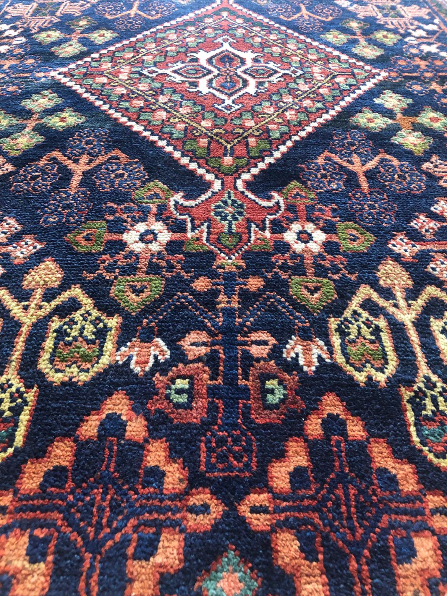 Persian Hand Knotted Tribal Diamond Medallion Josheghan Rug, circa 1960