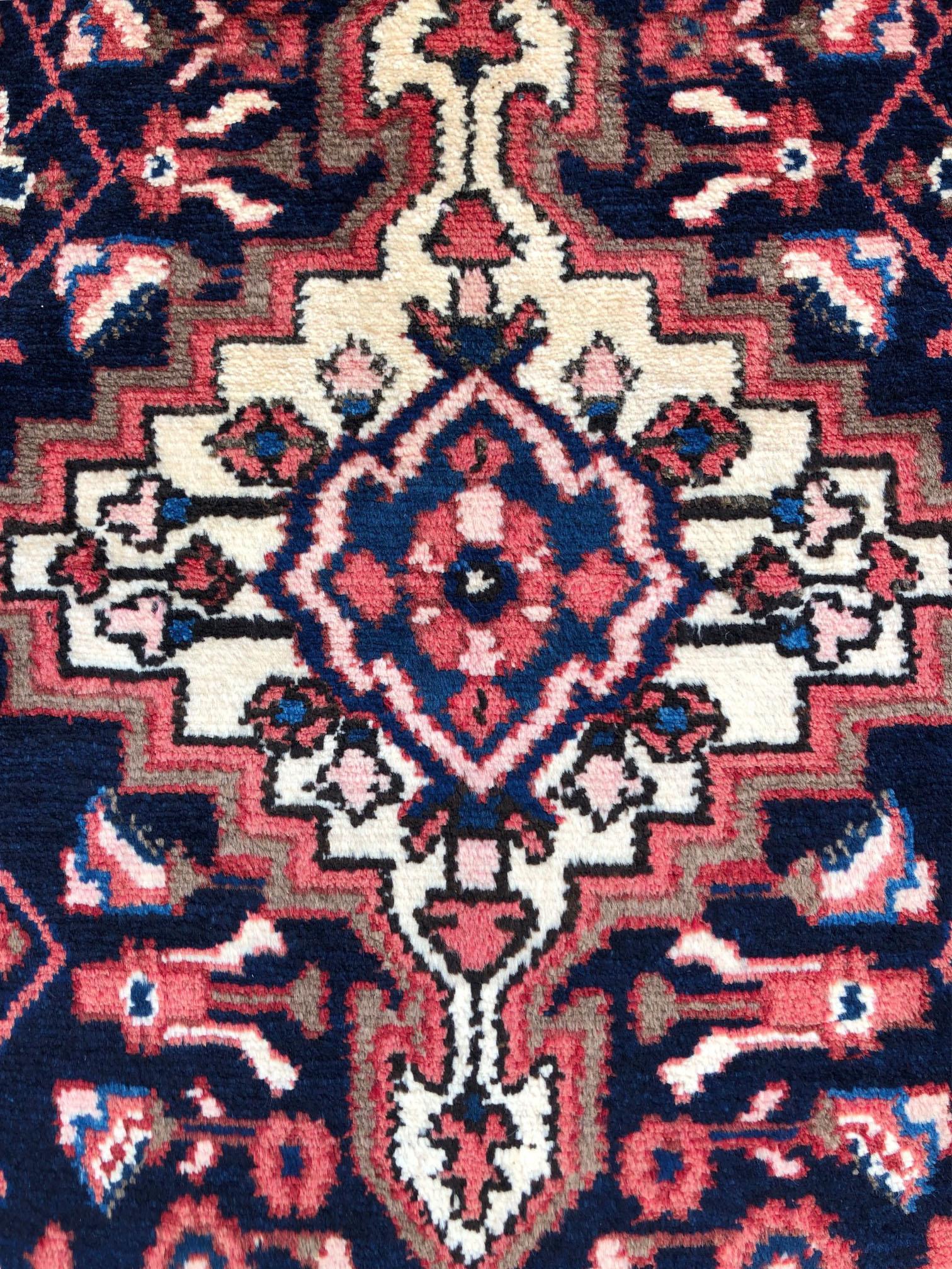 Persian Hand Knotted Tribal Medallion Blue Hamadan Rug, circa 1960 In Good Condition For Sale In San Diego, CA