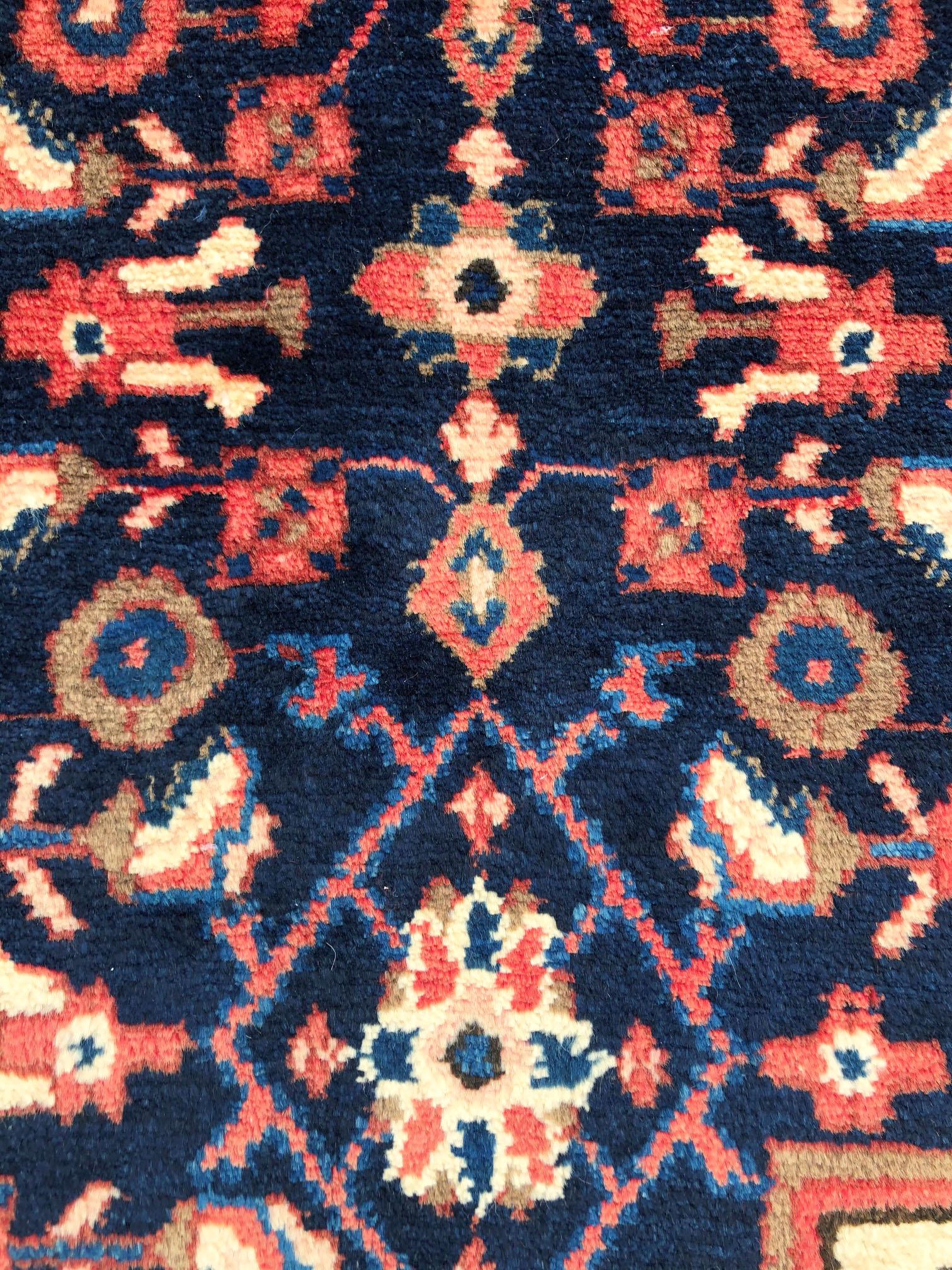 Persian Hand Knotted Tribal Medallion Blue Hamadan Rug, circa 1960 For Sale 1
