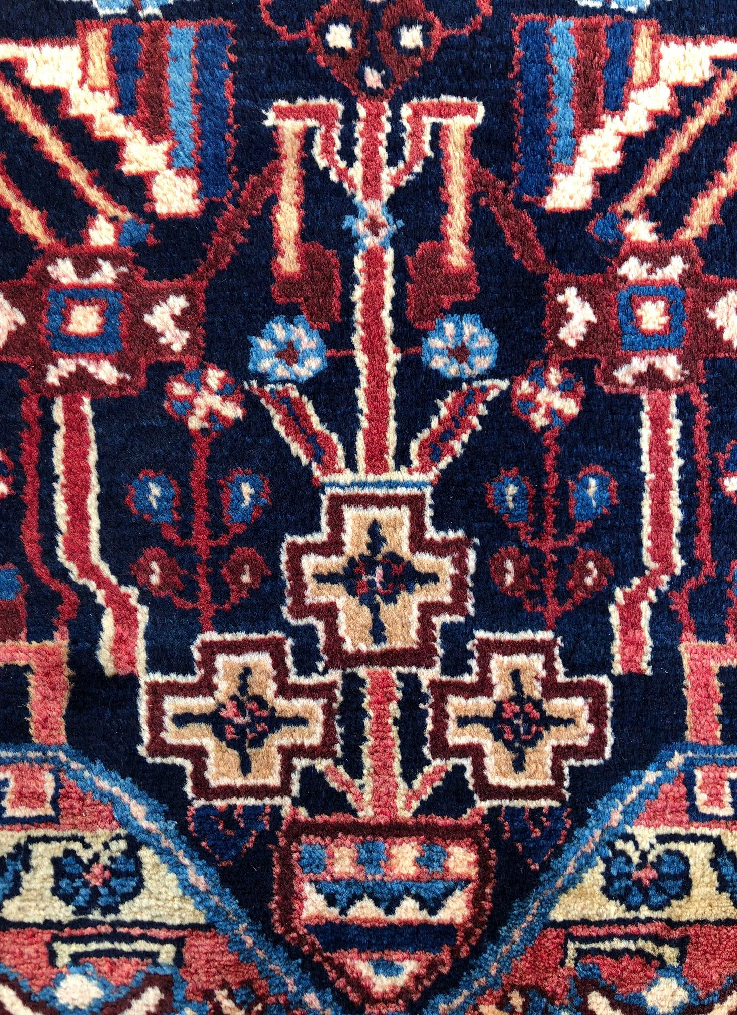 Mid-20th Century Persian Hand Knotted Tribal Medallion Hamadan Rug, circa 1960 For Sale