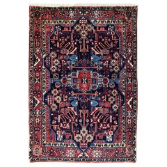 Persischer handgeknüpfter Stammesmedaillon-Hamadan-Teppich:: um 1960