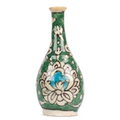 Vase persan peint à la main en forme de bouteille avec motif d'artichaut