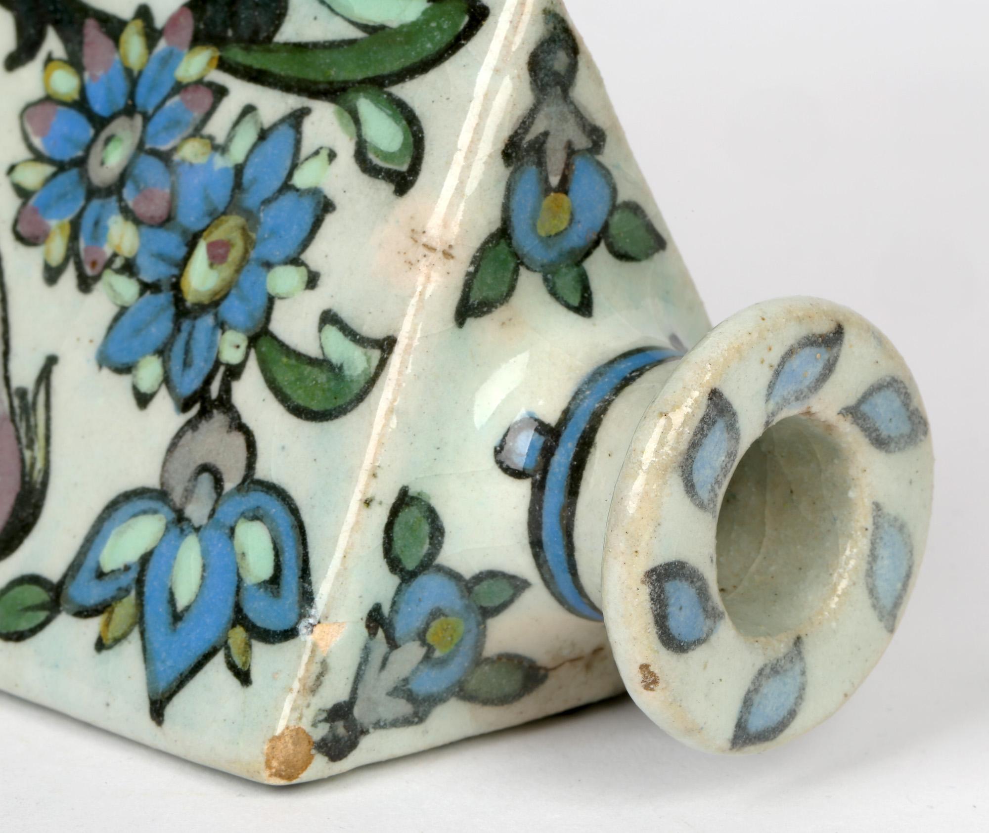 Qatari Persian Hand Painted Earthenware Vase with Birds