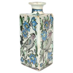 Persian Hand Painted Earthenware Vase with Birds