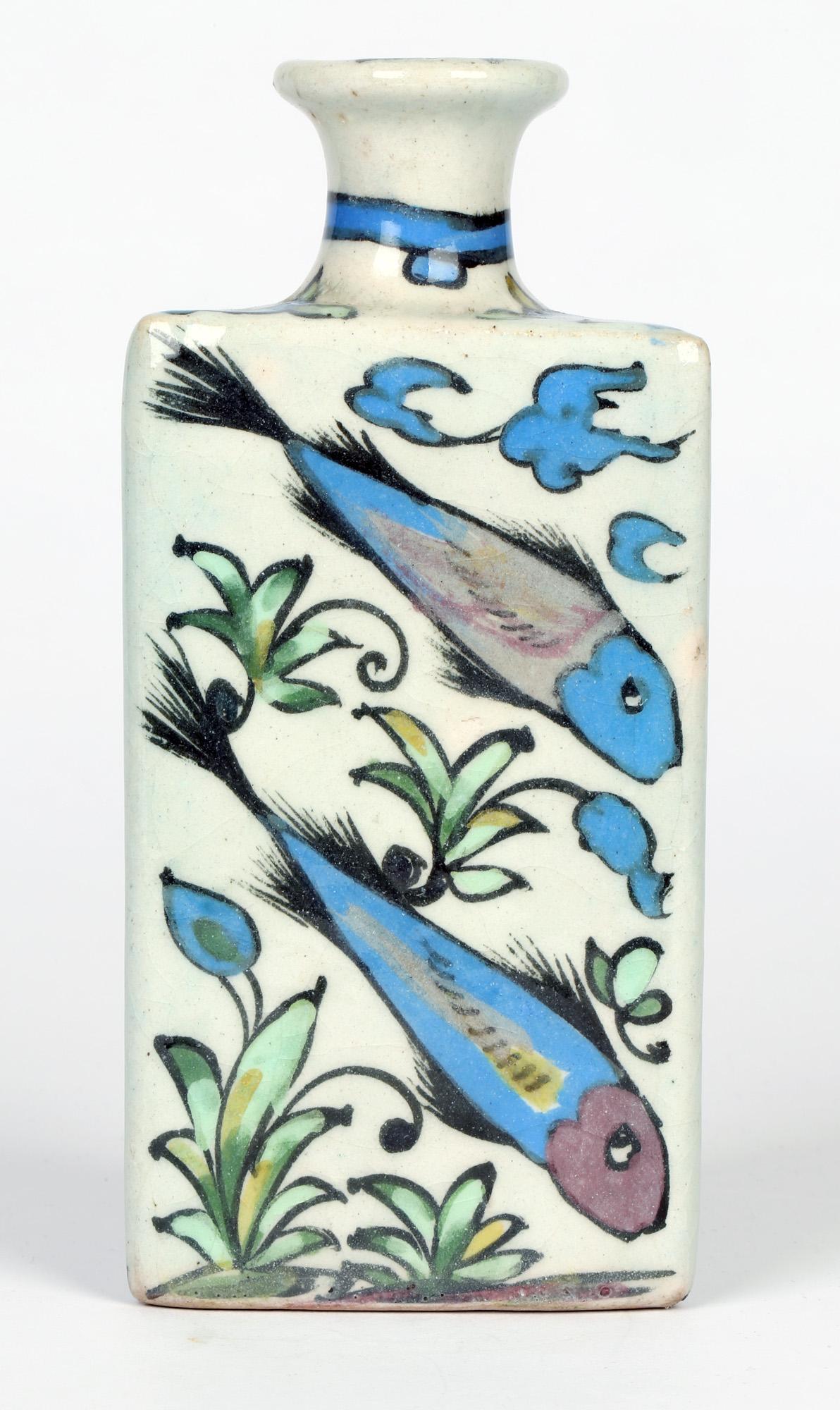Persian Hand Painted Earthenware Vase with Fish 6