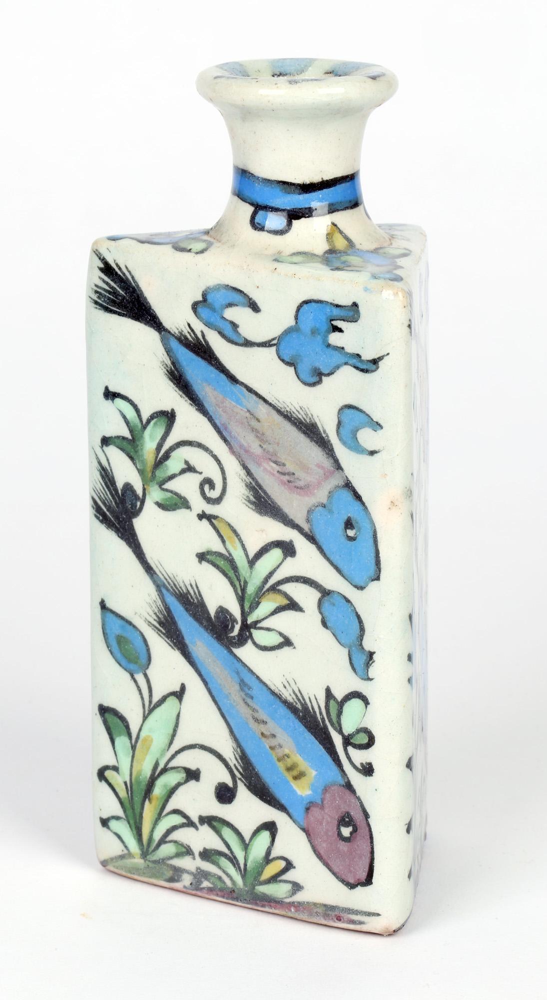 Persian Hand Painted Earthenware Vase with Fish 9