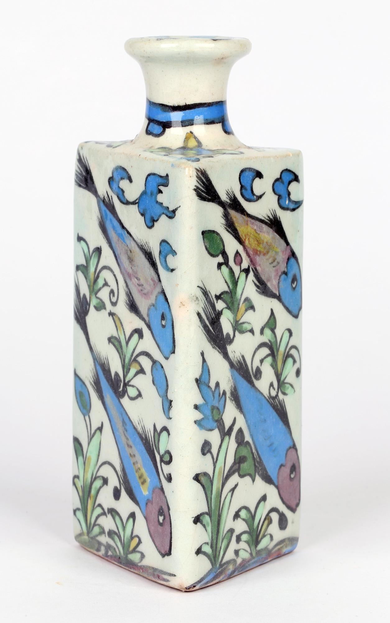Persian Hand Painted Earthenware Vase with Fish 2