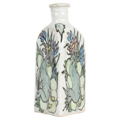 Persian Hand Painted Triangular Earthenware Vase with Deer