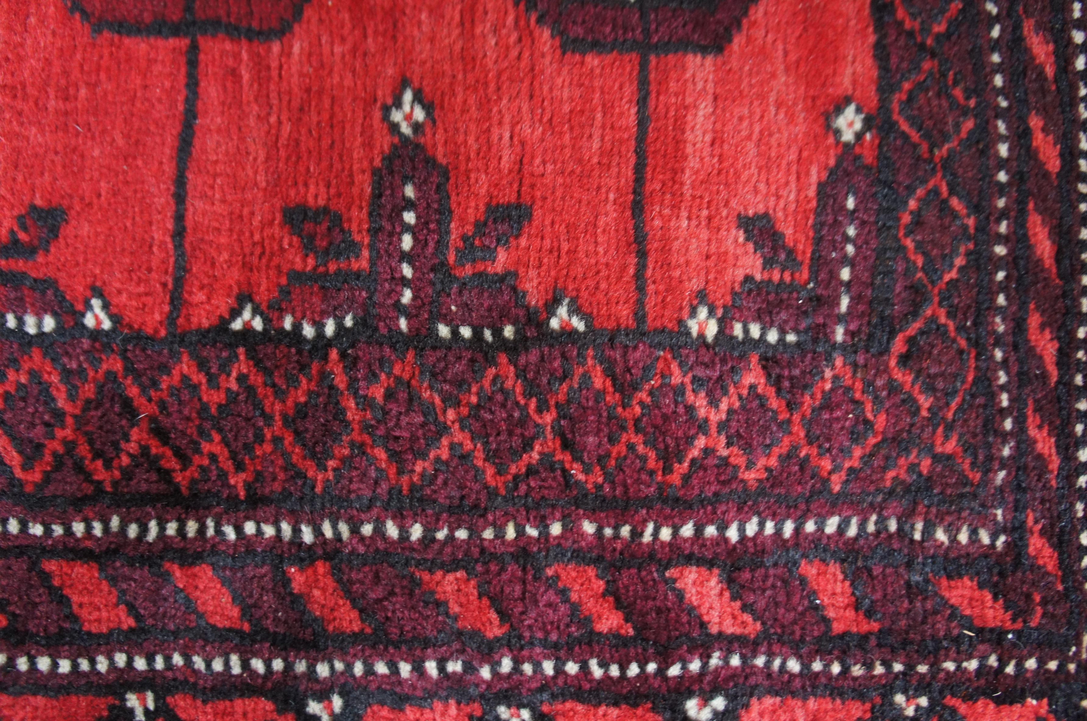 Persian Handwoven Royal Bokhara Geometric Wool Silk Area Rug Runner For Sale 3