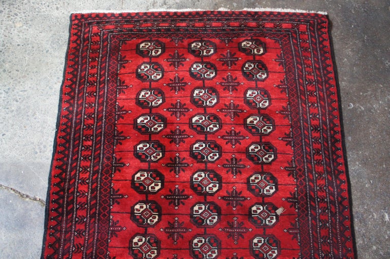 Persian Handwoven Royal Bokhara Geometric Wool Silk Area Rug Runner For