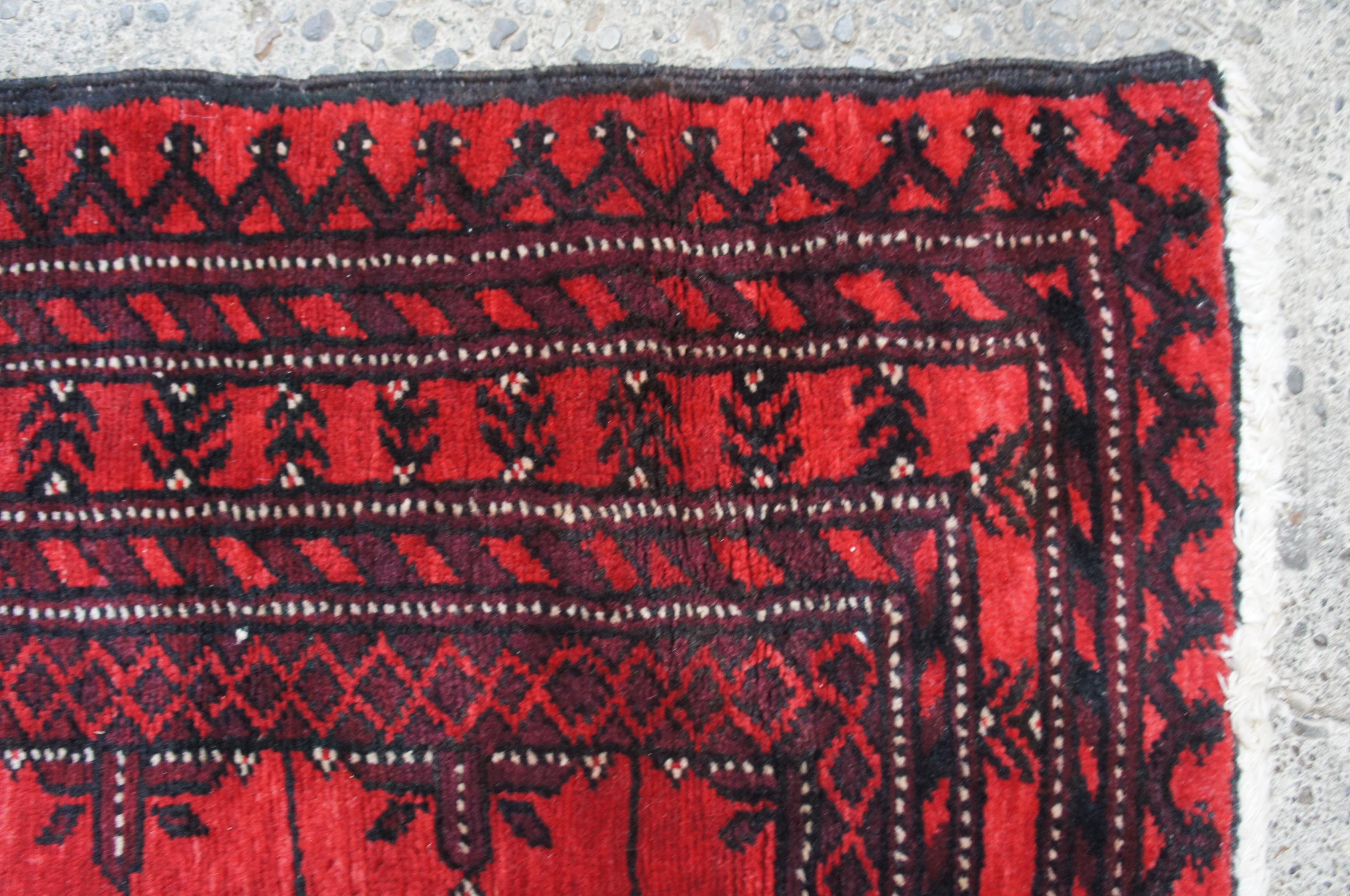 20th Century Persian Handwoven Royal Bokhara Geometric Wool Silk Area Rug Runner For Sale