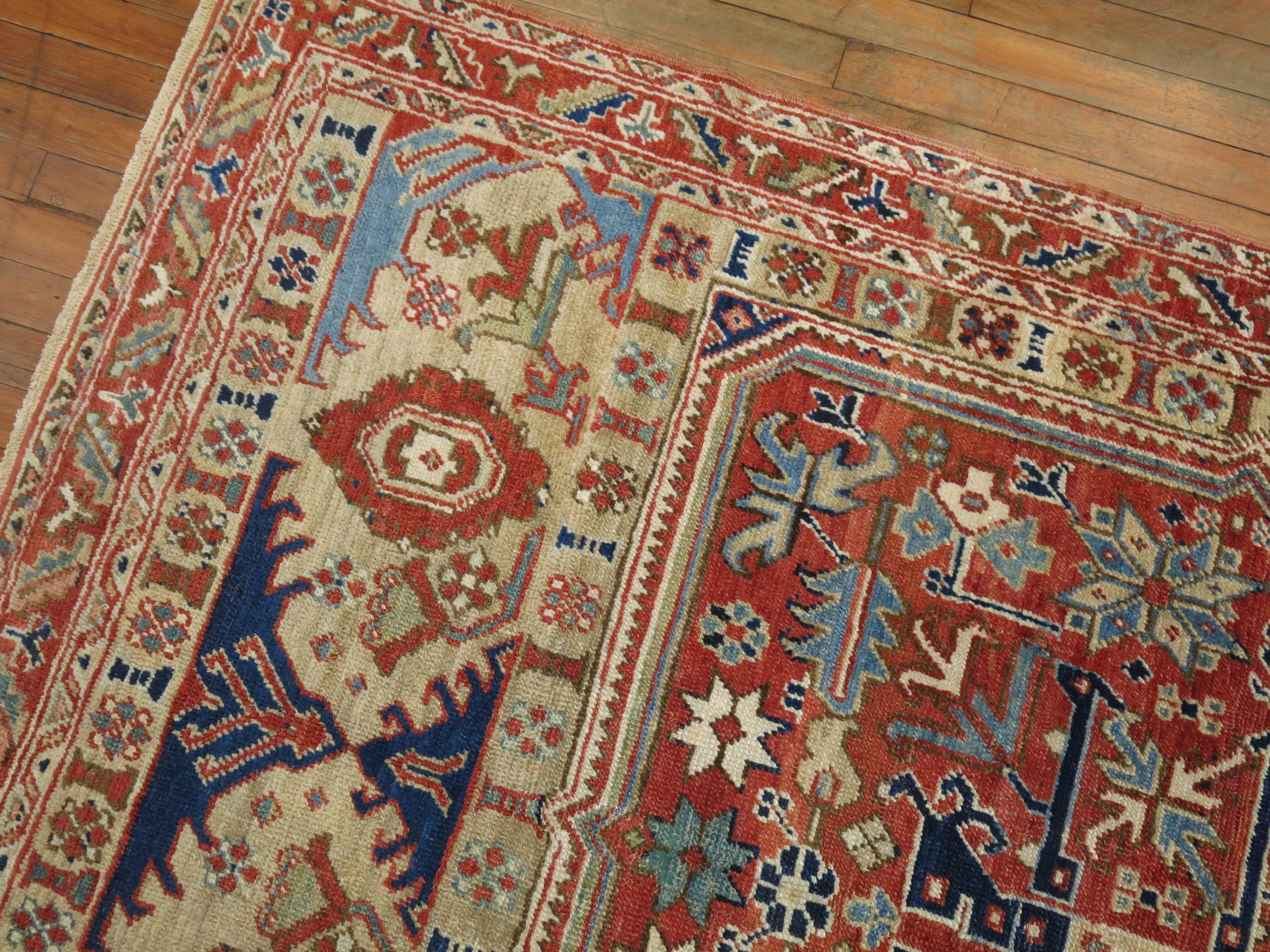 Persian Heriz Accent Rug For Sale 1