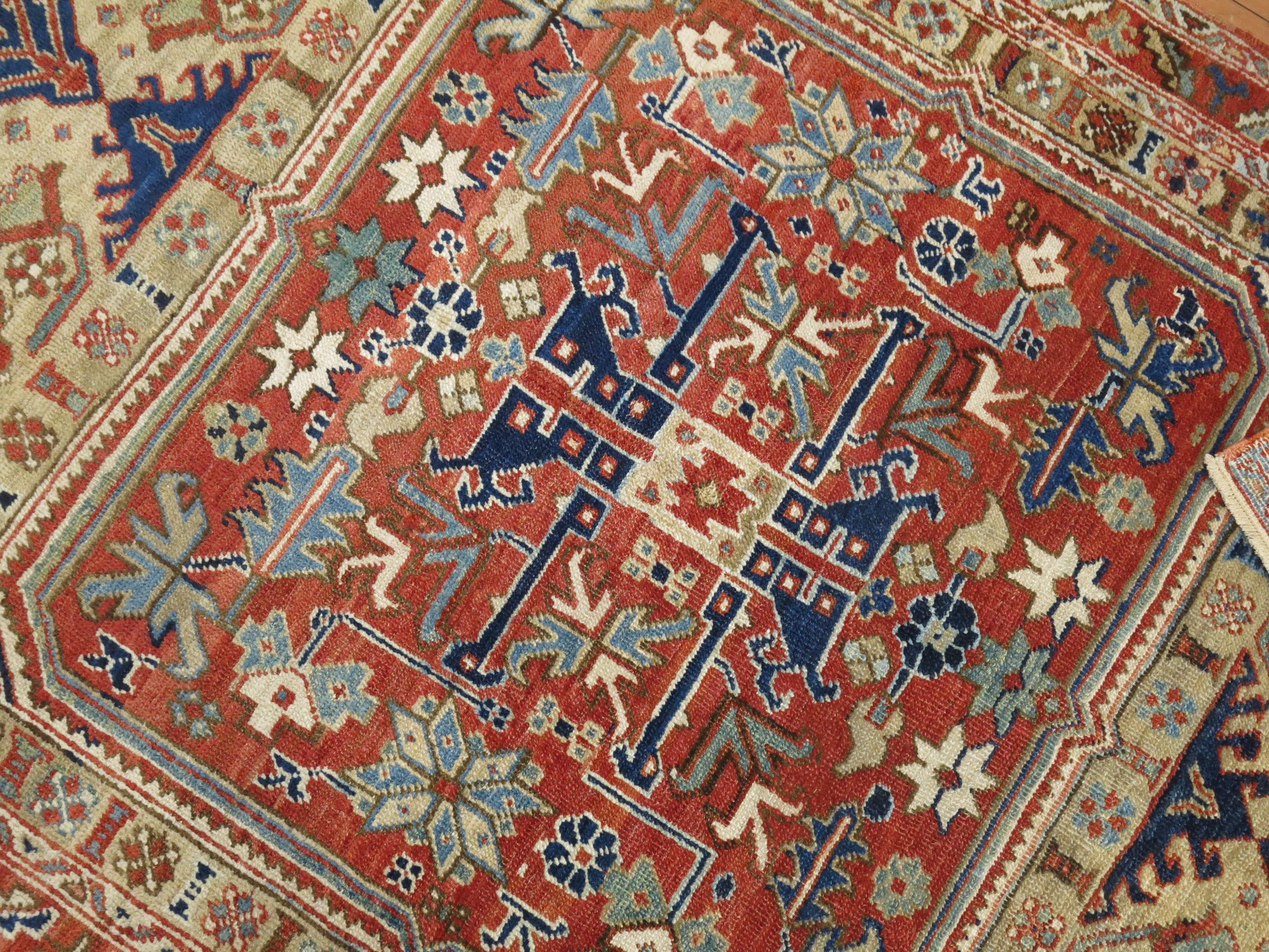 Persian Heriz Accent Rug For Sale 2