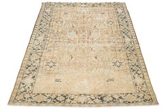 Tappeto Persiano Heriz Antique Shabby Chic in Lana Beige con Design/One