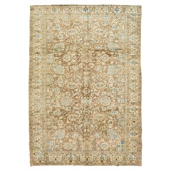 Persischer Heriz Antiker Wollteppich in Brown mit floralem Design