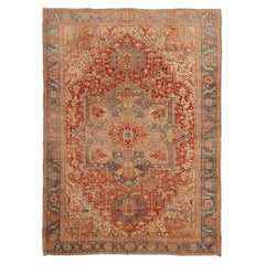 Tappeti persiani Heriz del 1880 - Lana blu avorio rosso - 92545