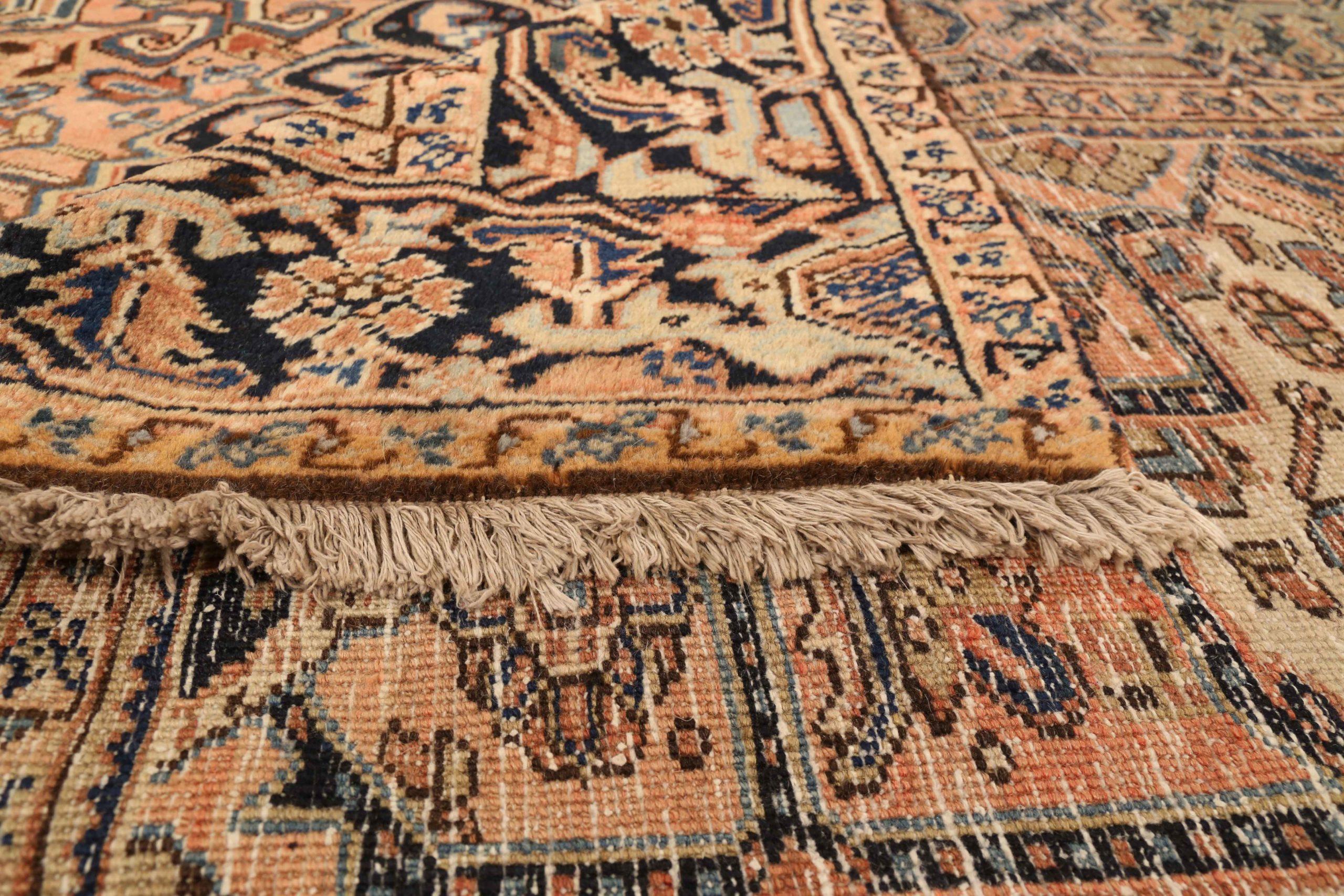 Tappeti persiani Heriz - Lana Avorio Blu Navy Rosso - 75320 In condizioni ottime in vendita a Dallas, TX