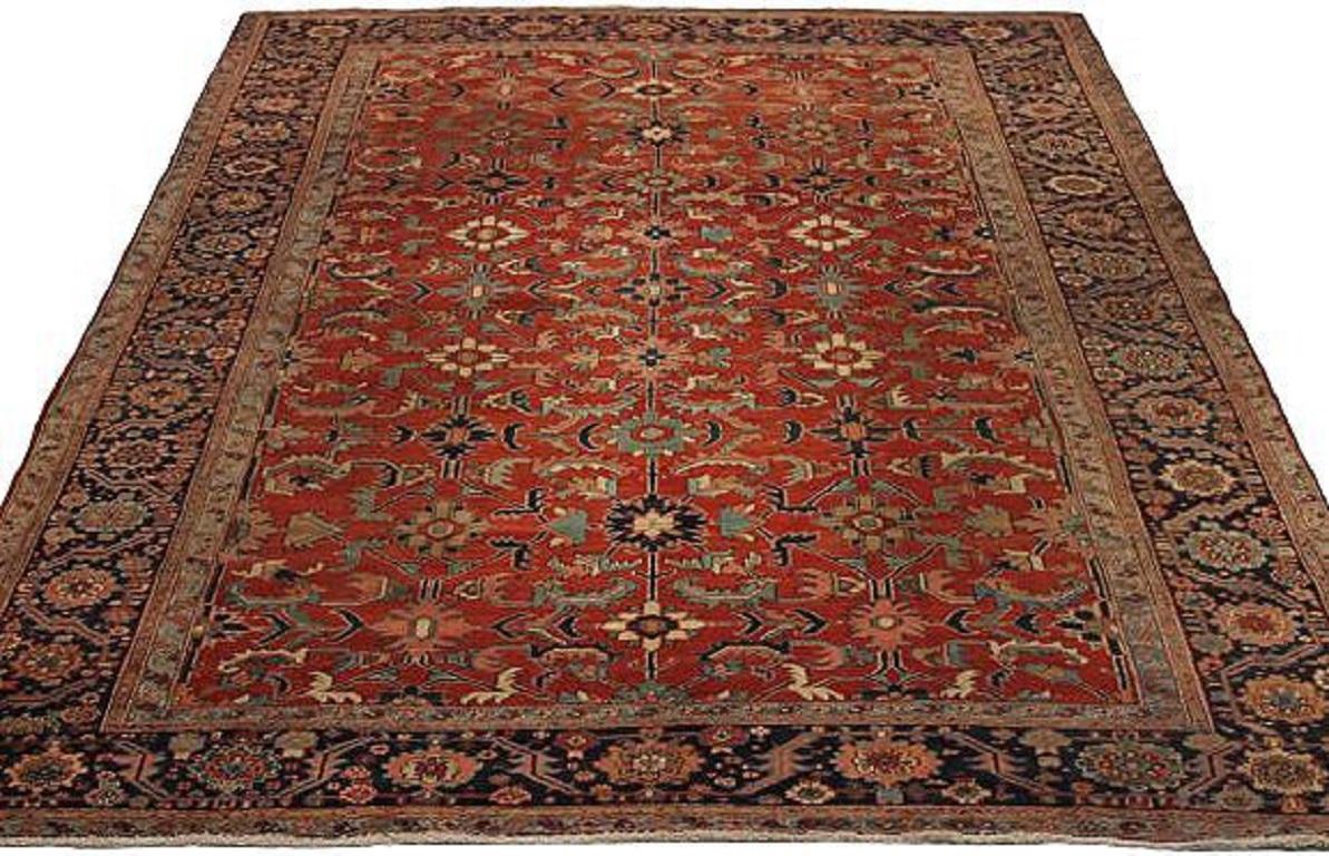 Discover the elegance of Persian Heriz featuring Area Rugs in Circa 1880. Designed with Wool and BlackRed, this exclusive design is perfect for enhancing your space.