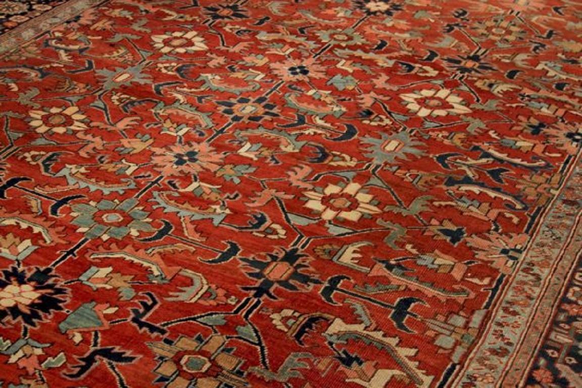 Persische Heriz-Teppiche - Wolle Schwarz Rot Design - 88800 im Zustand „Hervorragend“ im Angebot in Dallas, TX
