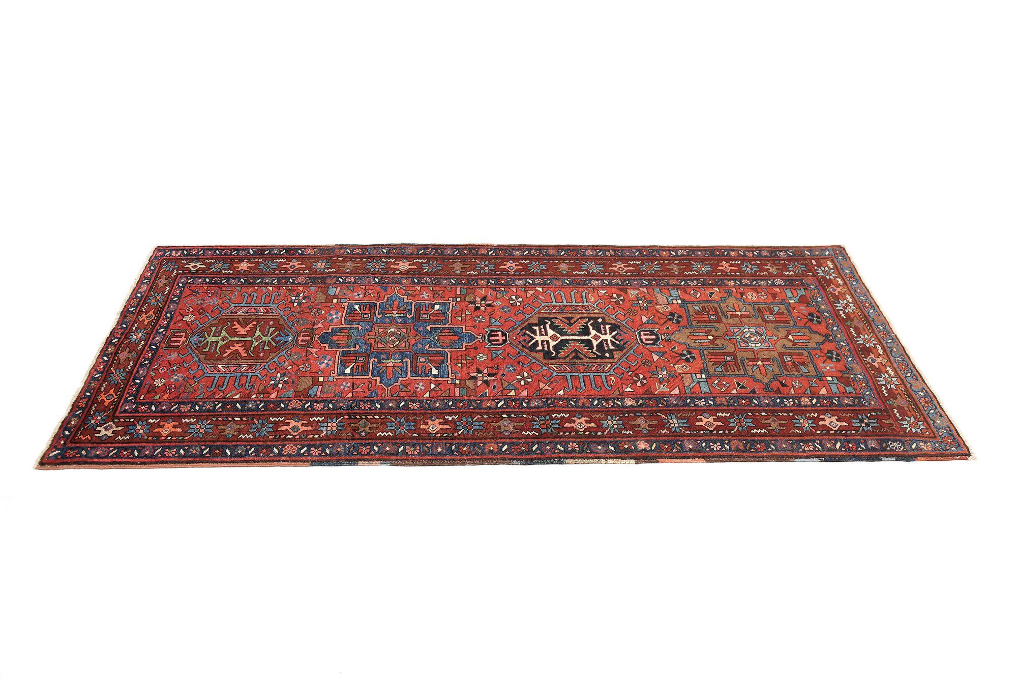 Persische Heriz Area Rugs - Wolle Blau Braun Rot Taupe Design - 97952 (Irakisch) im Angebot