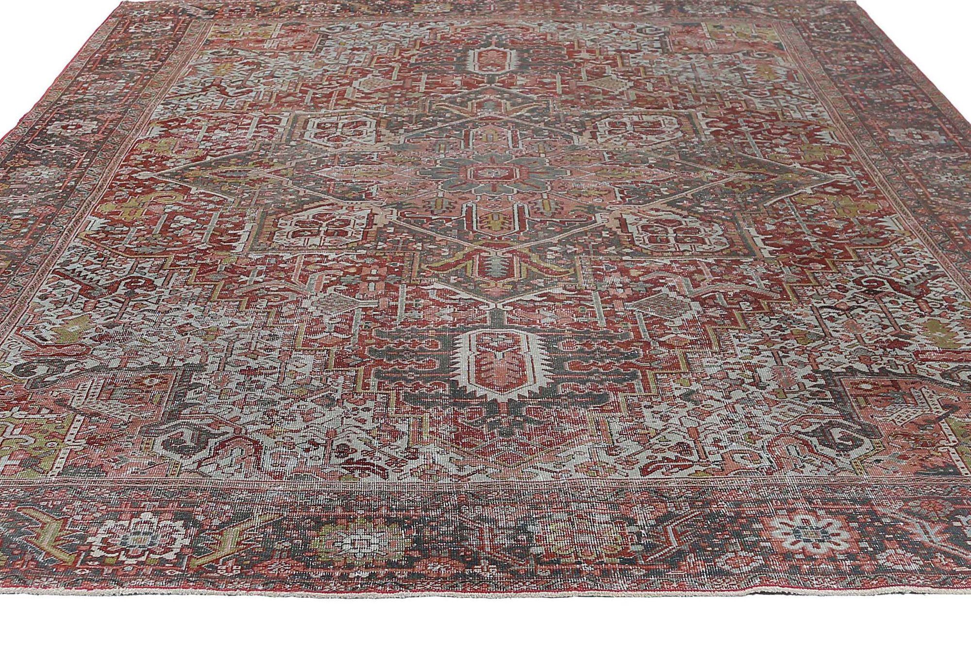 Alfombras Persas Heriz - Lana Azul Verde Marfil Rojo Amarillo - 97554 en Excelente estado para la venta en Dallas, TX