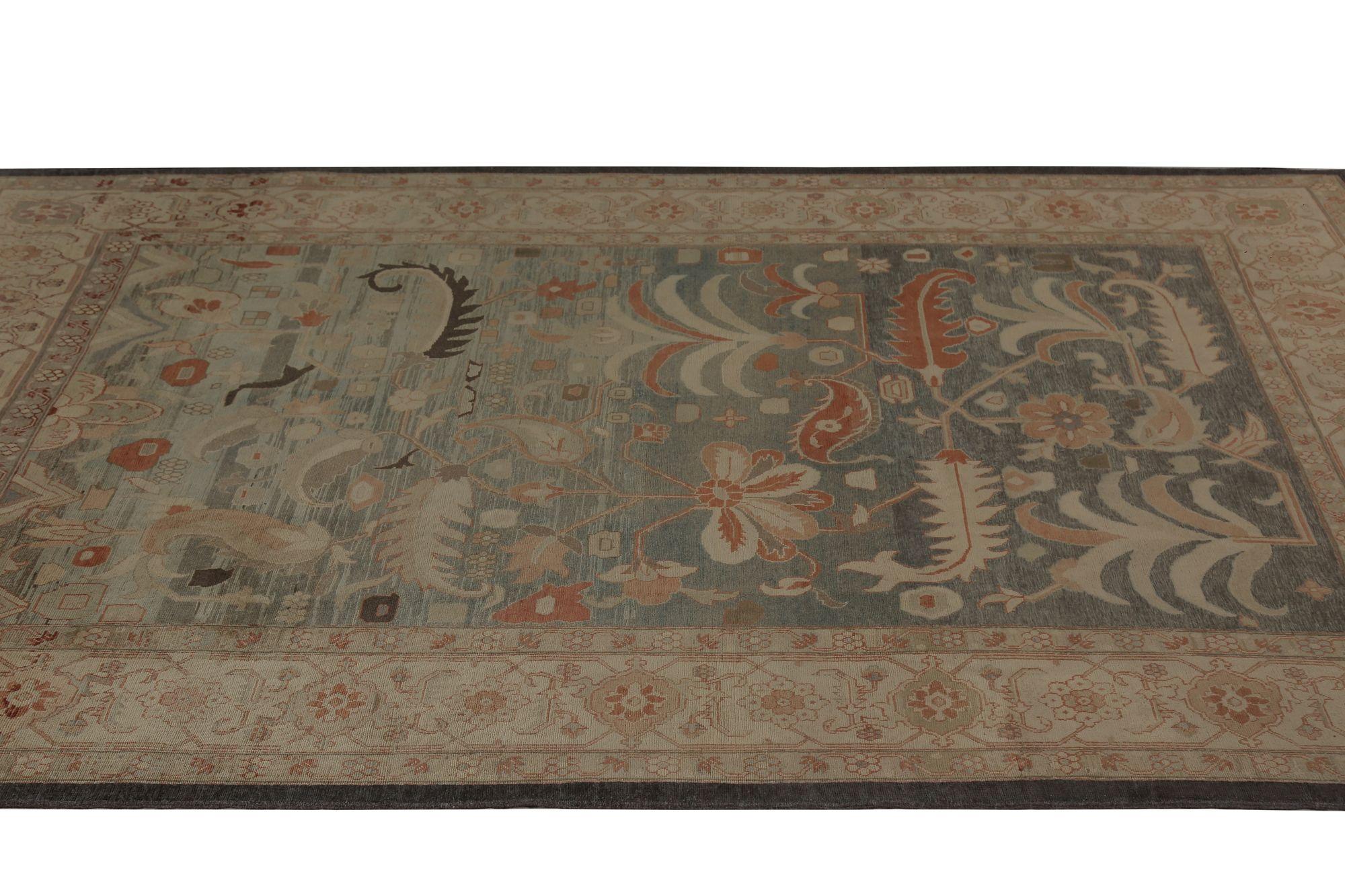 Persische Heriz-Teppiche - Wolle Blau Elfenbein Design - 97206 im Zustand „Hervorragend“ im Angebot in Dallas, TX