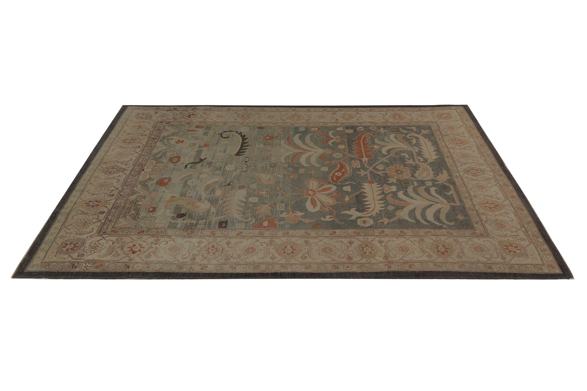 Persische Heriz-Teppiche - Wolle Blau Elfenbein Design - 97206 (20. Jahrhundert) im Angebot
